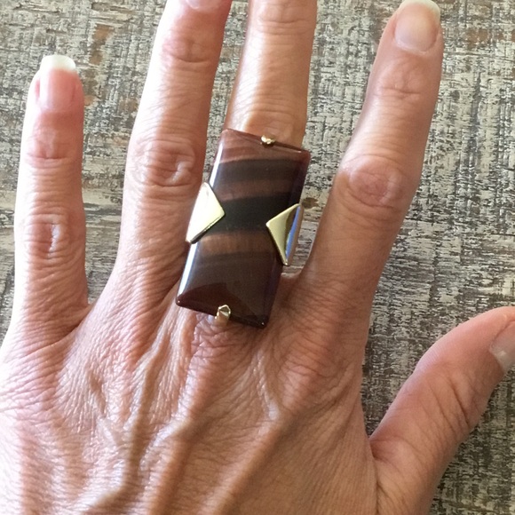 Kendra Scott Tobin Tiger’s Eye Cocktail Ring - Picture 1 of 8